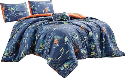 for Kids Game Boy 4-Piece Comforter Set - Beautiful Motif Design Bedding Set with Embrodery Print