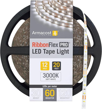 Armacost Lighting 142240 RibbonFlex Pro 60 LED Strip Light, 20 ft, 3000K,