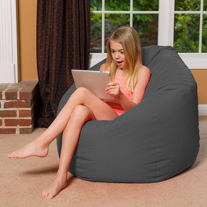 Posh Bean Bag Chair for Children, Teens & Adults - 35", Heather Gray