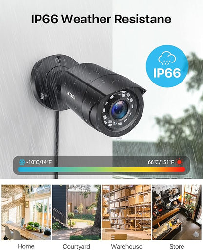 ZOSI 3K Lite 16Channel Security Camera System, AI Human/Vehicle Detection, Night Vision, 16pcs H.265+ 1080P Outdoor Bullet Cameras, 1080P 16CH Surveillance DVR with 2TB HDD for 24/7 Recording