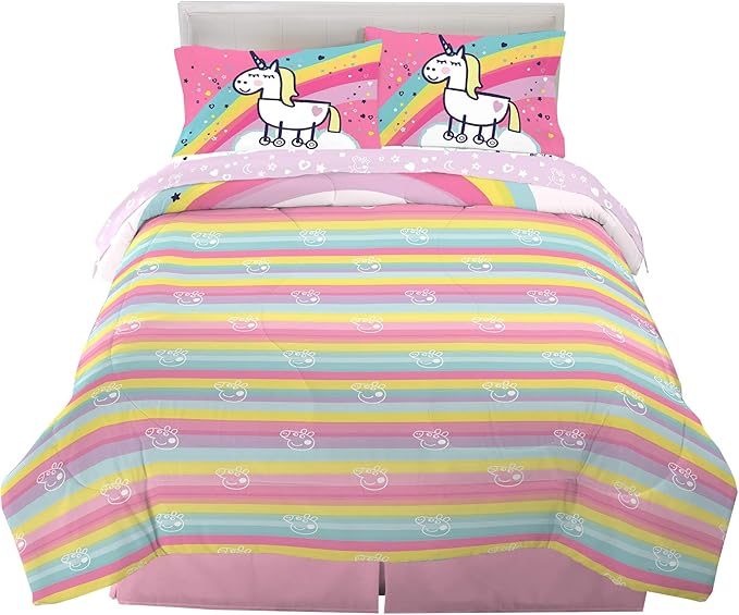 Franco Kids Bedding Super Soft Comforter and Sheet Set, 5 Piece Full Size, Peppa Pig