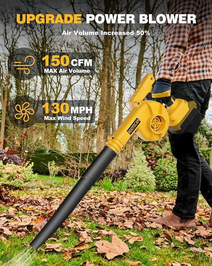 Cordless Leaf Blower for Dewalt 20V Max Battery(Not Battery), 130 MPH Electric Leaf Blower, Variable Speed Battery Powered Leaf Blowers for Yard Lawn Care/Snow Blowing