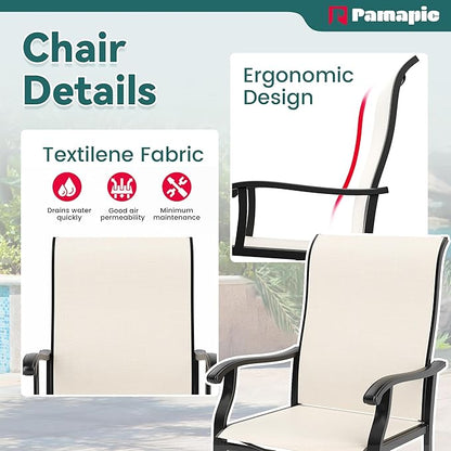 Pamapic 5 Pieces Patio Dining Set, Outdoor Dining Set for Garden Backyard Poolside Deck,Outdoor Table and Chairs Set with 4 Textilene Chairs,Beige