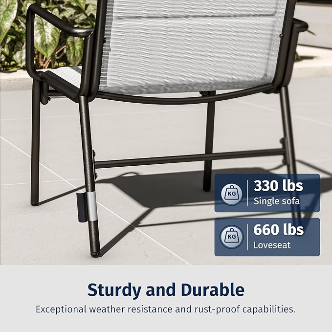 EAST OAK 4-Piece Patio Furniture Set, Waterproof Outdoor Furniture Set, Patio Sofa with Coffee Table for Balcony or Porch, 4 Seats Patio Conversation Sets for Backyard in Grey