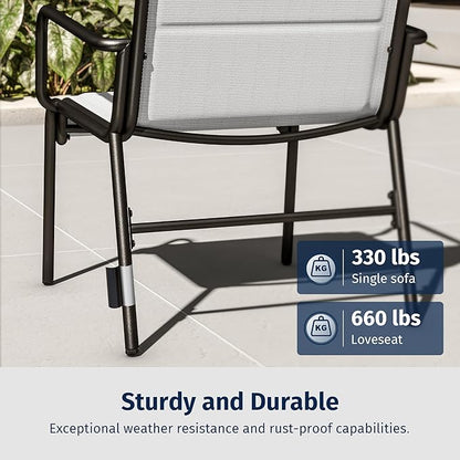 EAST OAK 4-Piece Patio Furniture Set, Waterproof Outdoor Furniture Set, Patio Sofa with Coffee Table for Balcony or Porch, 4 Seats Patio Conversation Sets for Backyard in Grey