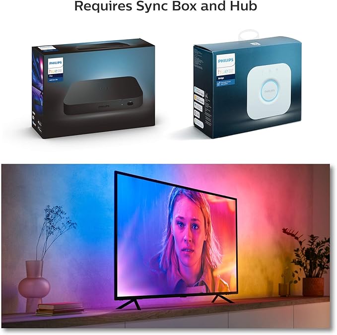 Philips Hue Play Gradient 55" Smart TV Light Strip - Flowing Multicolor LED Color-Changing TV BackLight - Sync with TV, Music, and Gaming - Requires Bridge and Sync Box - Control with App or Voice