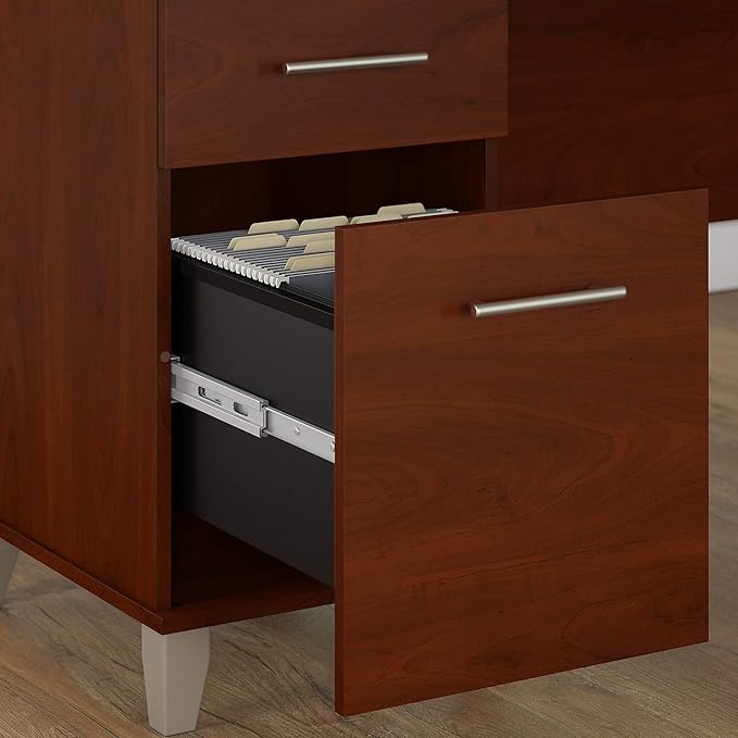 Bush Furniture Somerset 72W Office Desk with Drawers and Hutch in Hansen Cherry