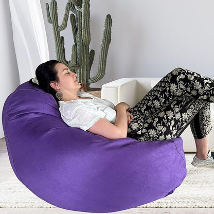 Bean Bag Chair Cover 3.5 ft (No Filler) | XL Stuffed Animal Storage | Double Stitched | Long Durable Zipper | Premium Microsuede…