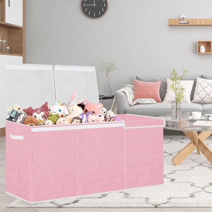 Toy Storage for Girls - Extra Large Kids Toy Box Chest,Collapsible Toy Organizers and Storage for Nursery,Playroom,Office 35.8"x12.6"x16"(Pink)