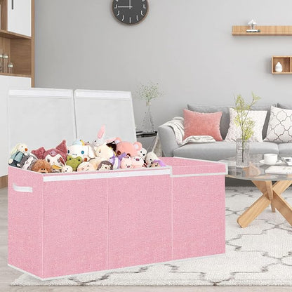 Toy Storage for Girls - Extra Large Kids Toy Box Chest,Collapsible Toy Organizers and Storage for Nursery,Playroom,Office 35.8"x12.6"x16"(Pink)