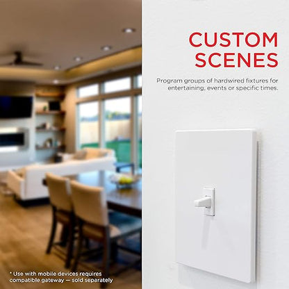 UltraPro Z-Wave Smart Light Switch, Smart Toggle Light Switch, QuickFit & SimpleWire, 3-Way Ready, Works with Alexa, Google Assistant, ZWave Hub Required, Repeater/Range Extender, White, 2 Pack, 54912