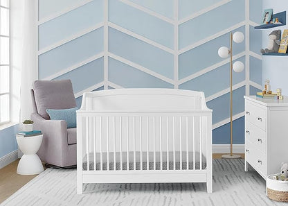 Delta Children Campbell 6-in-1 Convertible Crib - Greenguard Gold Certified, Bianca White
