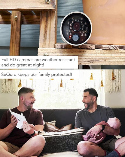 seQuro GuardPro 2 Wireless Security Camera System, 10.1-inch Touchscreen Monitor, 4CH DVR Kit, 1080p HD Outdoor Bullet Camera, Motion Detection, Night Vision, Waterproof, Free App, Home Security DVR