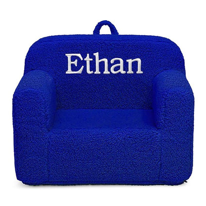 Delta Children Personalized Sherpa Cozee Chair - Customize with Name – Foam Kids Chair for Ages 18 Months and Up, Royal Blue