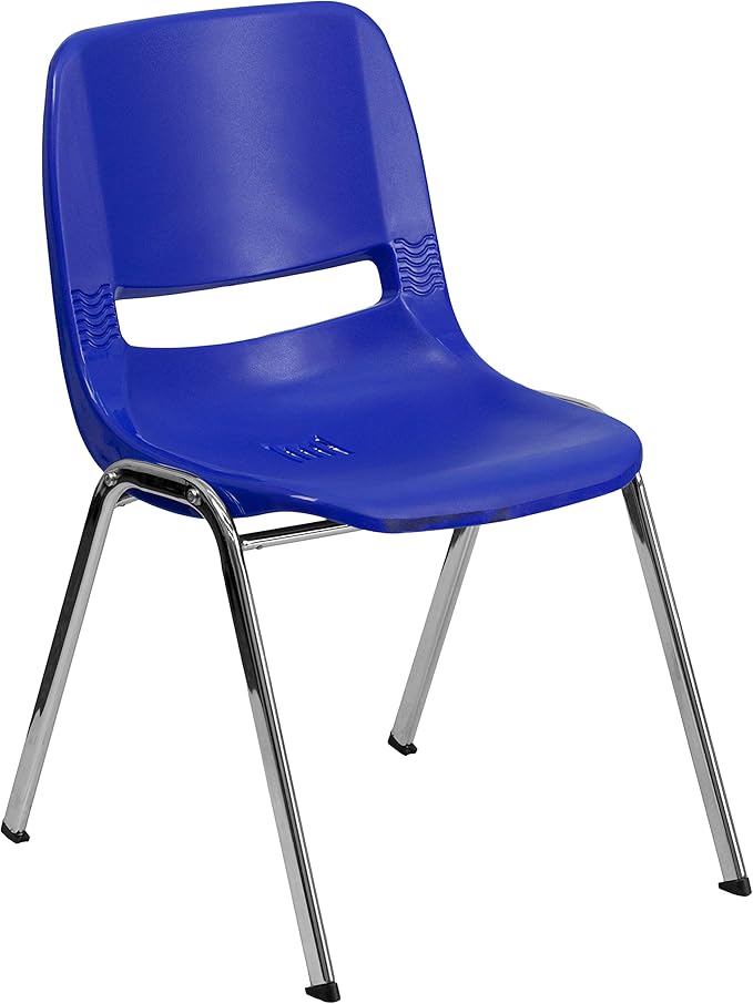 Flash Furniture HERCULES Series 661 lb. Capacity Navy Ergonomic Shell Stack Chair with Chrome Frame and 16'' Seat Height