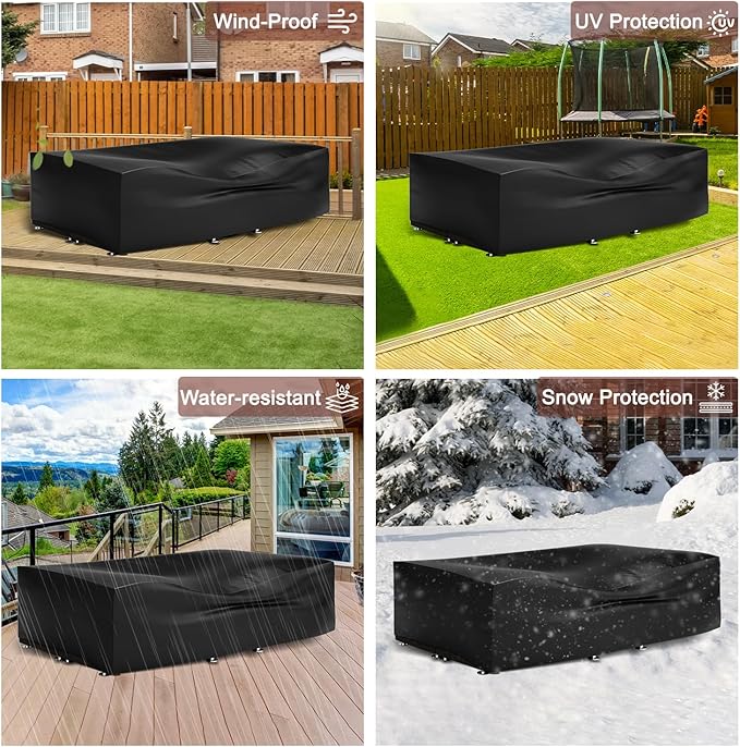 Waterproof Patio Furniture Set Cover,Outdoor Dining Table and Chairs Set Cover,Outside UV Resistant Snow Protection Cover,Rectangle Couch Sectional Cover- Fits up to 107L x 66W x 28H inches