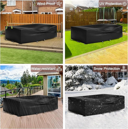 Waterproof Patio Furniture Set Cover,Outdoor Dining Table and Chairs Set Cover,Outside UV Resistant Snow Protection Cover,Rectangle Couch Sectional Cover- Fits up to 107L x 66W x 28H inches
