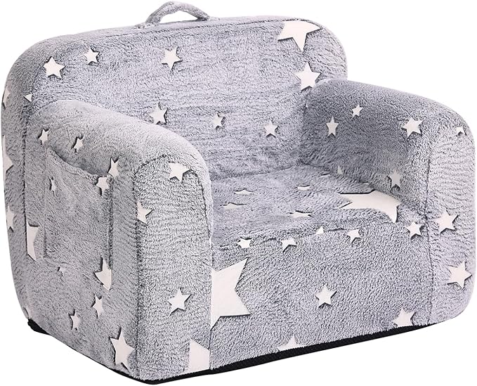 Tiita Kids Foam Chair, Star - Children Sofa with Armrest, Lightweight, Portable, Removable Cover, Side Pockets, Special Design for Girl or Boy