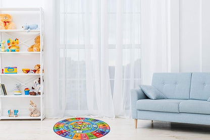 KC Cubs ABC Alphabet, Seasons, Months and Days of The Week Educational Learning & Fun Game Play Area Non Slip Boy & Girl Kids Rug Carpet for Children Bedroom, Toddler Classroom & Baby Playroom Mat