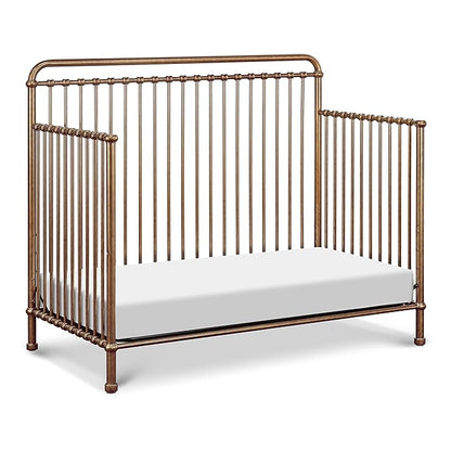 NAMESAKE Winston 4-in-1 Convertible Metal Crib in Vintage Gold, Greenguard Gold Certified