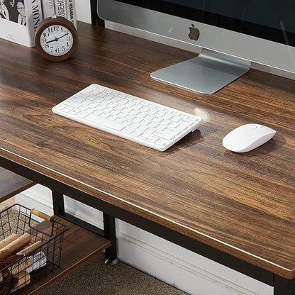 VECELO Computer Drawers/Shelves with Storage for Study/Writing and Home Office Workstation, 47 Inch Desk, Vintage Brown