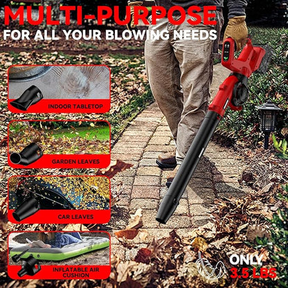 Leaf Blower, Cordless Leaf Blower for Milwaukee M18 Battery, 3 Speed Modes Up to 200MPH, 270° Rotatable Electric Leaf Blower with 4 Blowing Nozzles for Lawn Care and Yard(Battery Not Included)