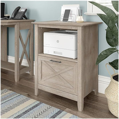 Bush Furniture Key West 1-Drawer Lateral File Cabinet, Letter/Legal, Washed Gray, 24-inch (KWF124WG-03)