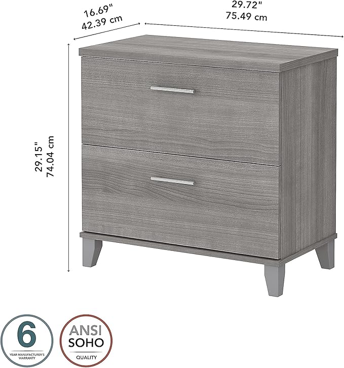 Bush Somerset 2-Drawer Lateral File Cabinet, Letter/Legal, Platinum Gray, 30-Inch (WC81280)