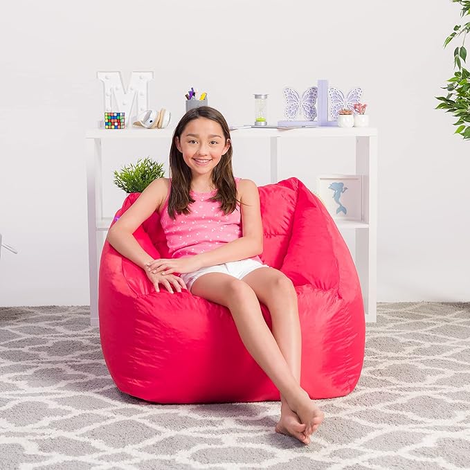 Posh Creations Structured Comfy Seat for Playrooms and Bedrooms, Large Bean Bag Chair, Coronado Chair, Red