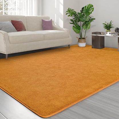 Area Rugs for Bedroom Living Room, 4x6 Orange Super Soft Comfy Thickened Memory-Foam Indoor Carpets, Modern Aesthetic Minimalist Carpet for Boys Girls Adults Apartment Nursery Home Décor