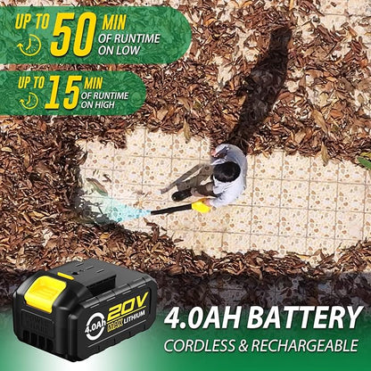 Cordless Leaf Blower Battery Powered: 20V Electric Leaf Blower with Charger and 4.0Ah Battery - Lightweight Small Blower Battery Operated for Driveway | Patio | Garage