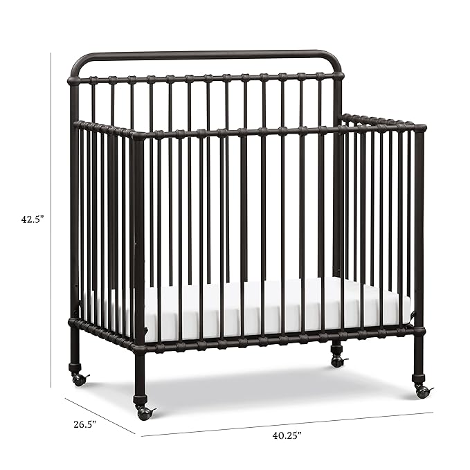 NAMESAKE Winston 4-in-1 Convertible Mini Metal Crib in Vintage Iron, Greenguard Gold Certified