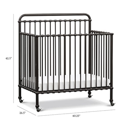 NAMESAKE Winston 4-in-1 Convertible Mini Metal Crib in Vintage Iron, Greenguard Gold Certified