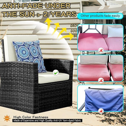 ClawsCover 6Pack Outdoor Seat and Back Cushions Replacement Covers Fit for 3 Pieces 3-Seater Wicker Rattan Patio Furniture Conversation Set Sectional Couch Chair,Cream-Include Cover Only