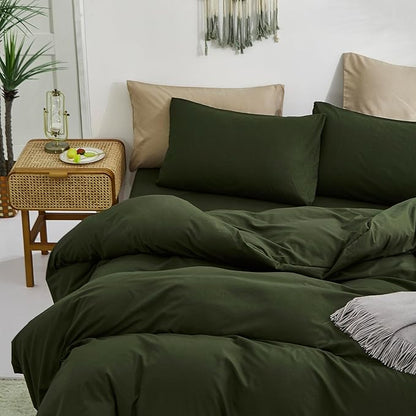 Army Green Comforter Queen Dark Green Bedding Set Olive Green Comforter Set Queen Men Breathable 3 PCs Comforter Set 1 Queen Comforter (90x90 inches) with 2 Pillowcases (20x26 inches)