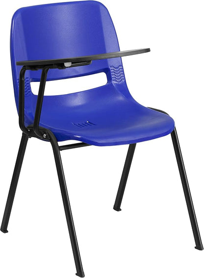 Flash Furniture HERCULES Blue Ergonomic Shell Chair with Right Handed Flip-Up Tablet Arm