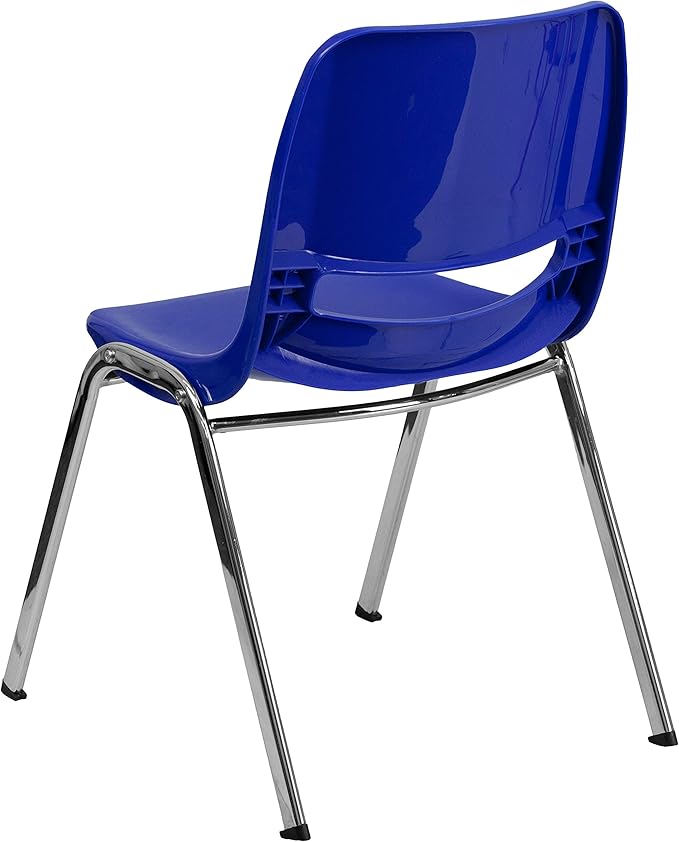 Flash Furniture HERCULES Series 661 lb. Capacity Navy Ergonomic Shell Stack Chair with Chrome Frame and 16'' Seat Height