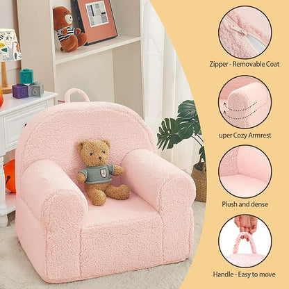 Kids Chair Toddler Chair Sherpa Couch Sherpa Kids Bean Bag Chair,Cuddly Toddler Chairs Comfy Plush Chair Toddler Couch Reading Chair for Kids Fuzzy Baby Chair Pink