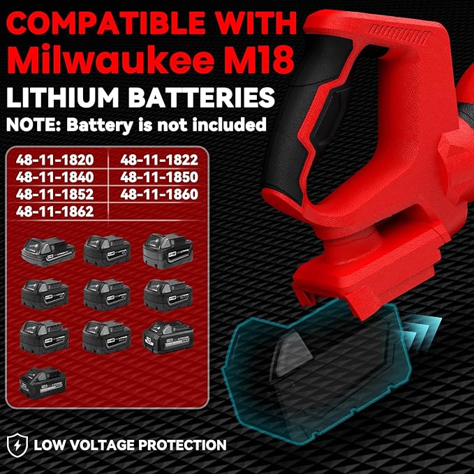 Leaf Blower, Cordless Leaf Blower for Milwaukee M18 Battery, 3 Speed Modes Up to 200MPH, 270° Rotatable Electric Leaf Blower with 4 Blowing Nozzles for Lawn Care and Yard(Battery Not Included)