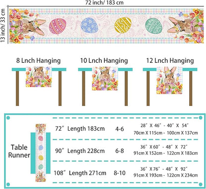 Easter Table Runner 72 Inch Easter Bunny Eggs Table Runner Buffalo Plaid Check Decor for Kitchen Dining Table Home Party Decorations