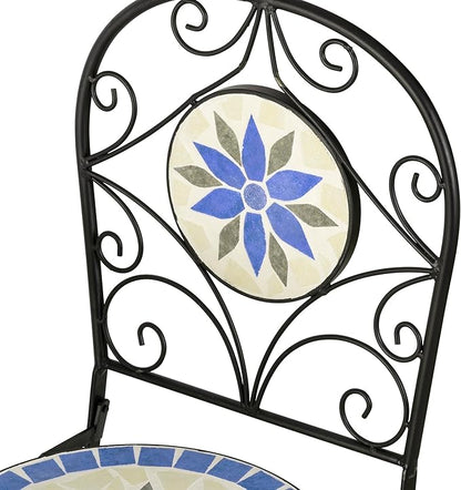 Alpine Corporation Blue and Beige Mosaic Bistro Set, 3-Piece