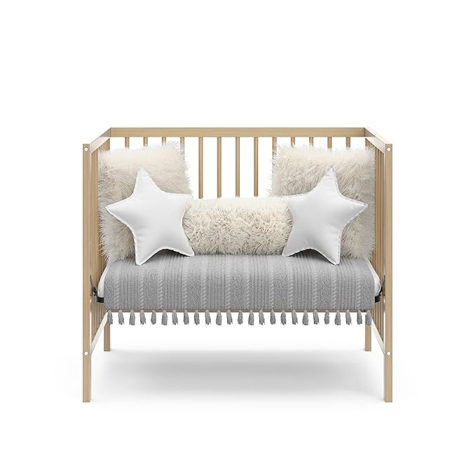 Graco Teddi 4-in-1 Convertible Mini Crib with Bonus Water-Resistant Mattress (Driftwood) – GREENGUARD Gold Certified, 2.75-Inch Mattress Included, Convenient Size, Easy 30-Minute Assembly