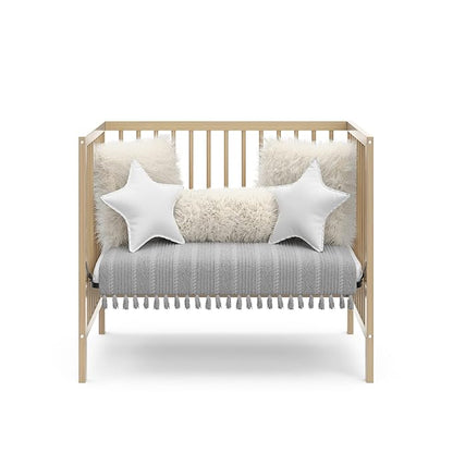 Graco Teddi 4-in-1 Convertible Mini Crib with Bonus Water-Resistant Mattress (Driftwood) – GREENGUARD Gold Certified, 2.75-Inch Mattress Included, Convenient Size, Easy 30-Minute Assembly