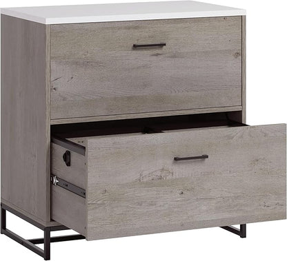 Sauder Tremont Row 2-Drawer Lateral File Cabinet, L: 27.95" x W: 15.71" x H: 29.53", Mystic Oak