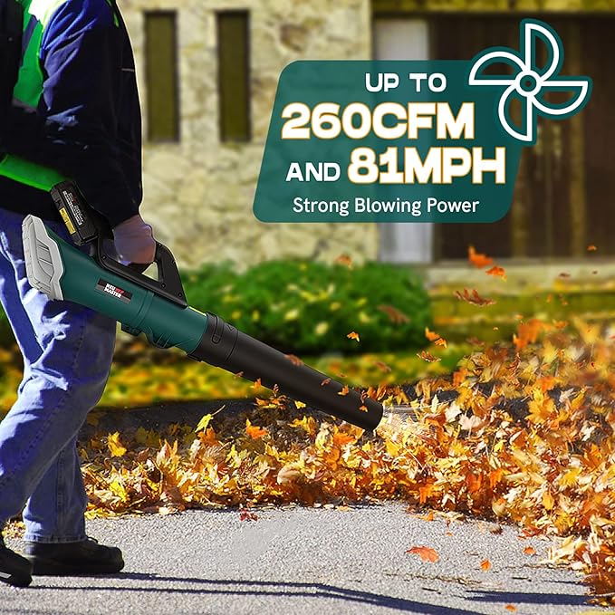 NEU MASTER Leaf Blower, 20V Battery Operated Leaf Blower Cordless Electric Blower with 2 x Battery and Fast Charger, Variable Speed Blower for Lawn Care, Patio, Yard, Jobsite