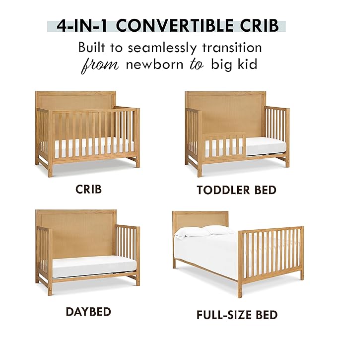 Davinci Margot 4-in-1 Convertible Crib in Honey GREENGUARD Gold Certified