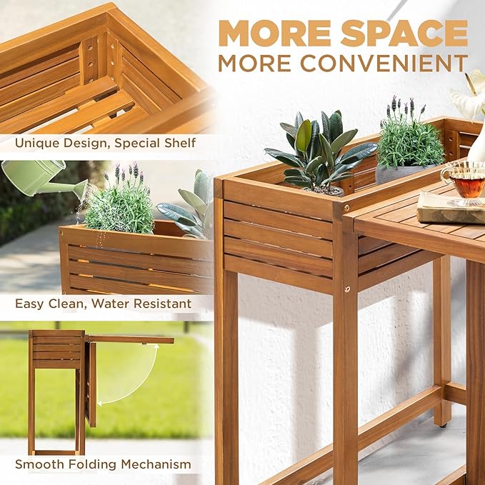 Natural Bistro Set, Onesize, Flower Shelf Table