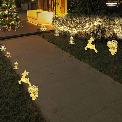 BRIGHTDECK Solar Christmas Pathway Lights Outdoor Decorations, Landscape Lights Waterproof Led Garden Stake Lights for Walkway Yard Lawn Porch Holiday Decor 5-Pack