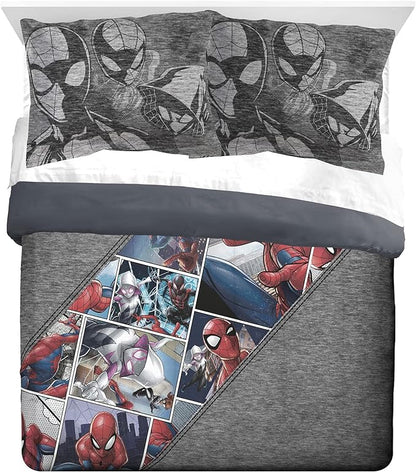 Jay Franco Marvel Spiderman Grunge Queen Comforter & Sham Set - Super Soft Kids Bedding - Fade Resistant Microfiber (Official Marvel Product)