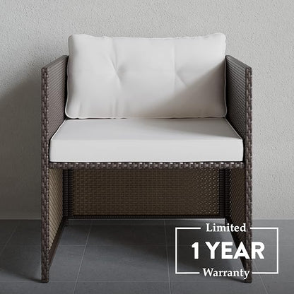 Edenbrook Bayview Patio Mix and Match Outdoor Furniture-Accent Chair Rattan/Cream, White/Brown